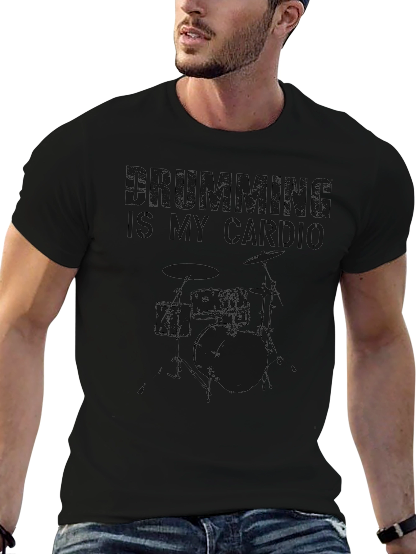 Drumming is My Cardio Black T-Shirt