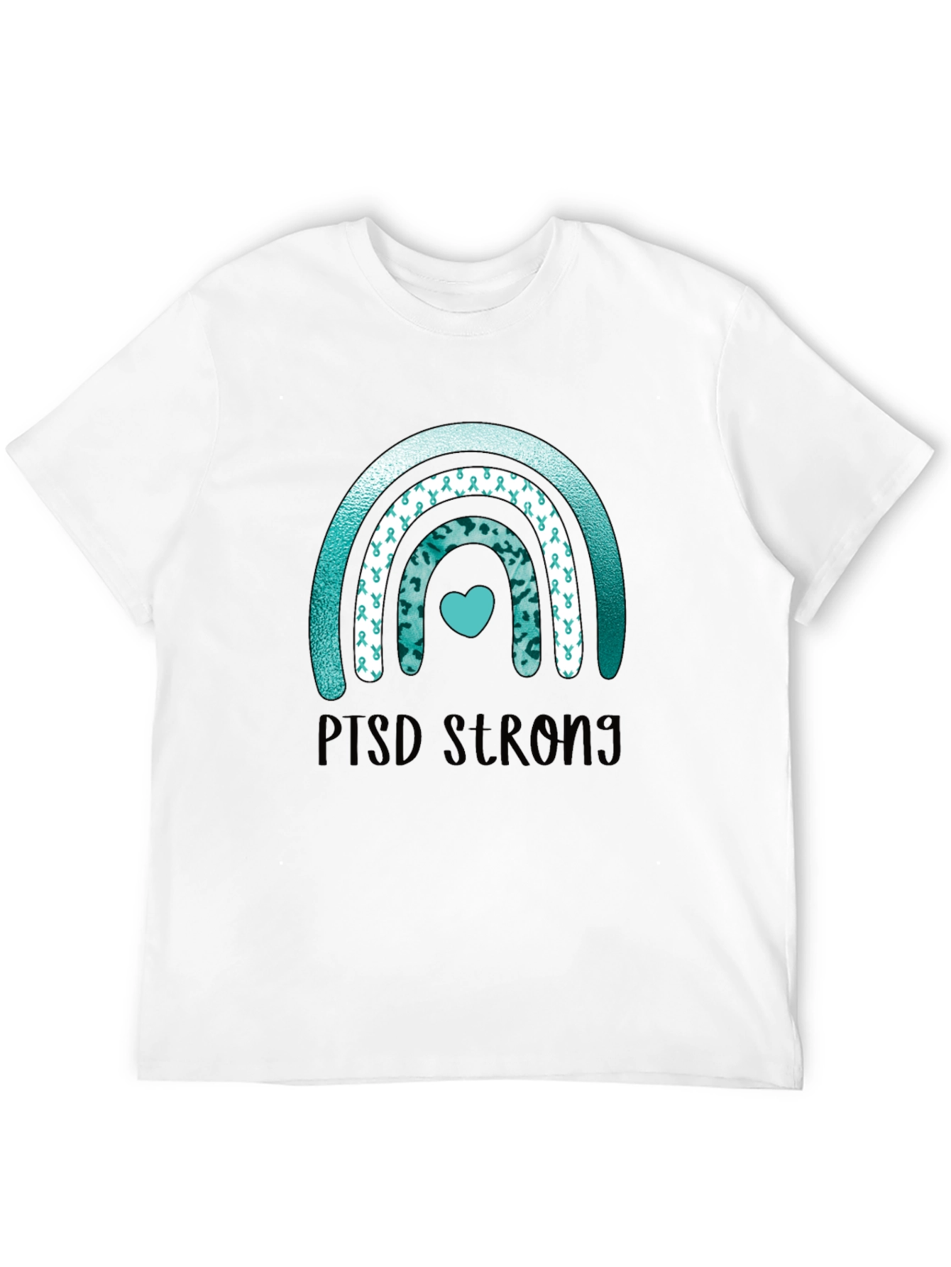 PTSD Strong Ribbon Rainbow T-Shirt