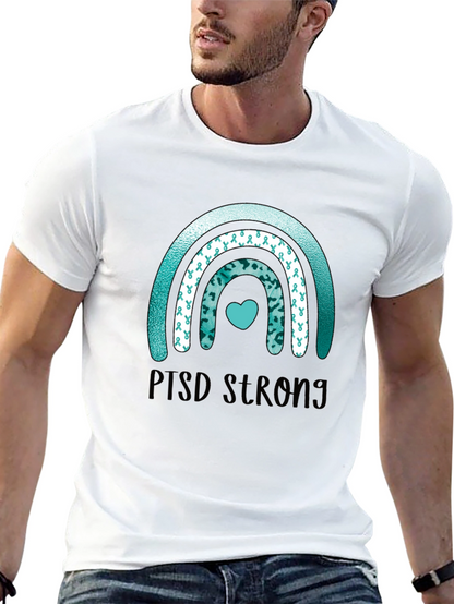 PTSD Strong Ribbon Rainbow T-Shirt