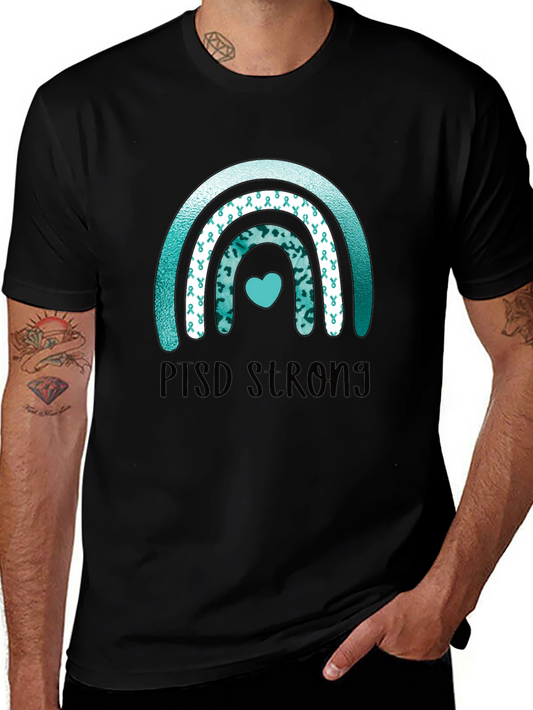 PTSD Strong Ribbon Rainbow T-Shirt