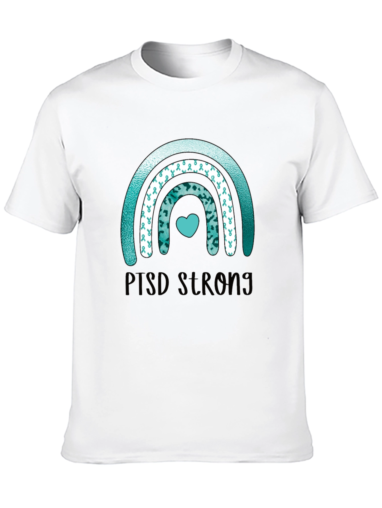 PTSD Strong Ribbon Rainbow T-Shirt