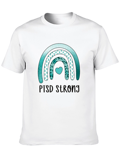 PTSD Strong Ribbon Rainbow T-Shirt