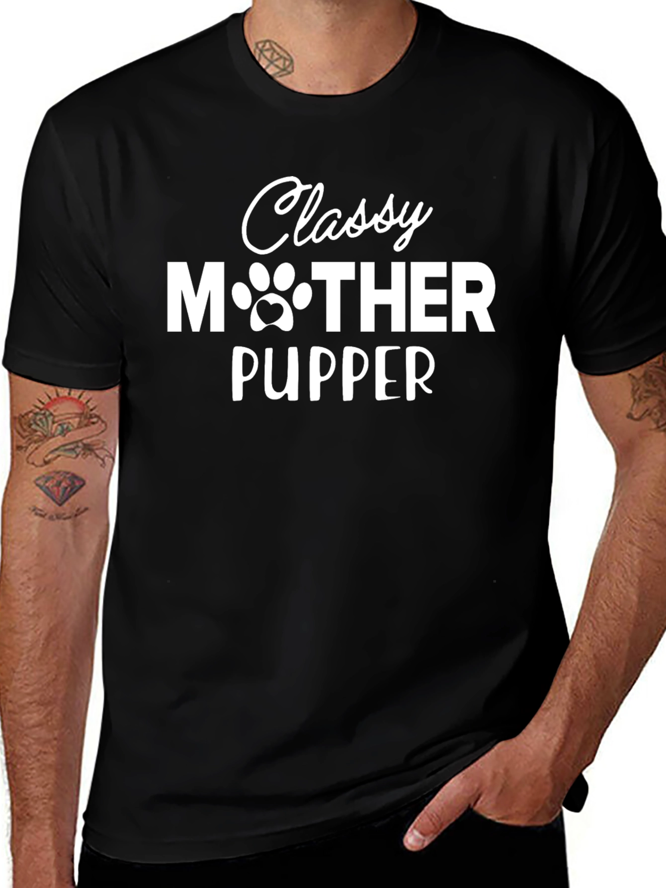 Classy Mother Pupper Black Graphic T-Shirt