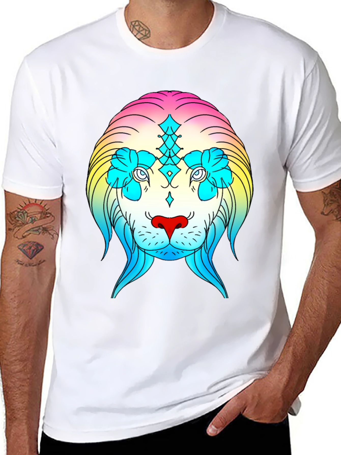 Rainbow Lion Graphic Tee - Stylish Streetwear