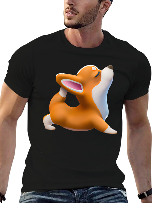 Yoga Corgi Black T-Shirt