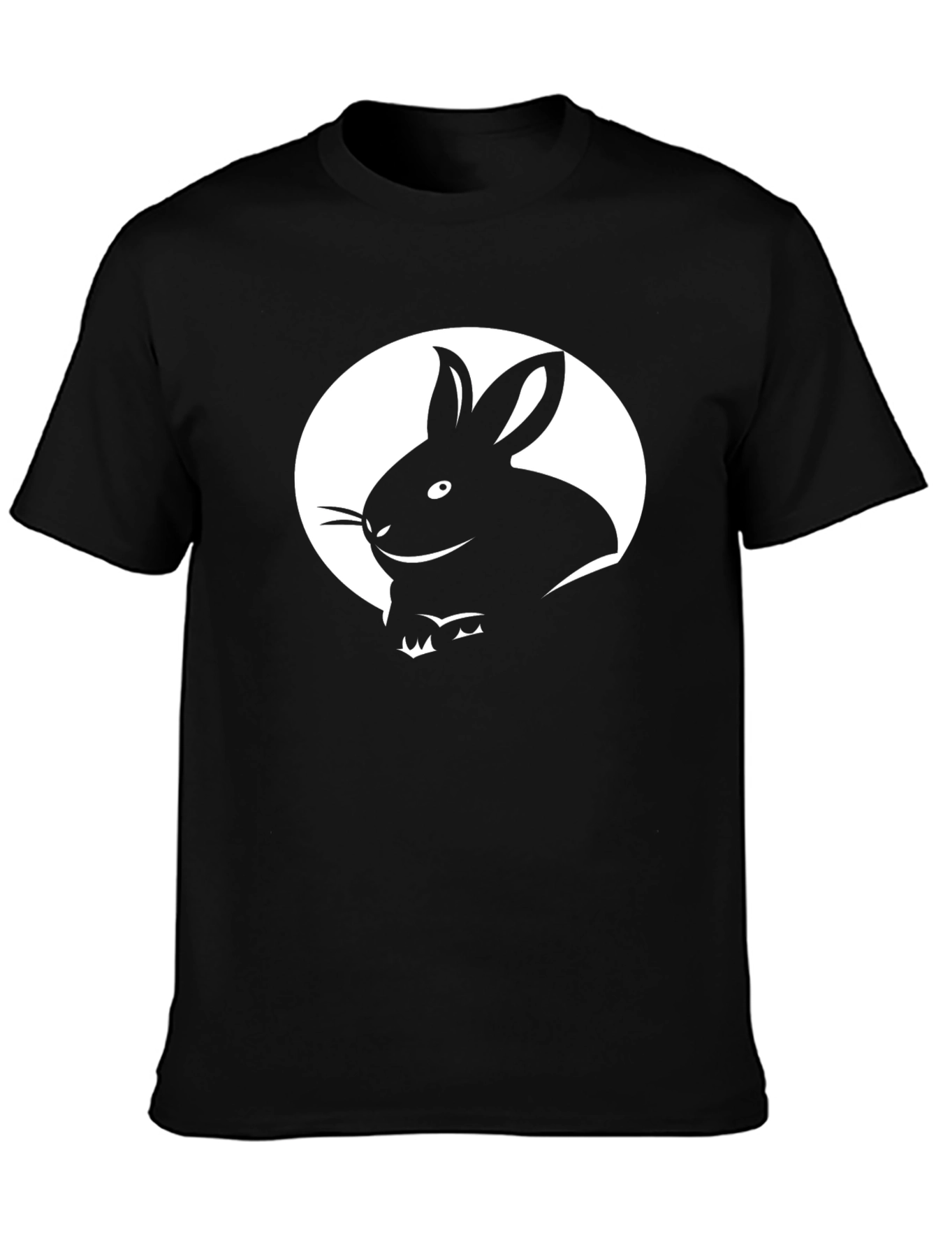 Rabbit Silhouette Graphic Tee - Black