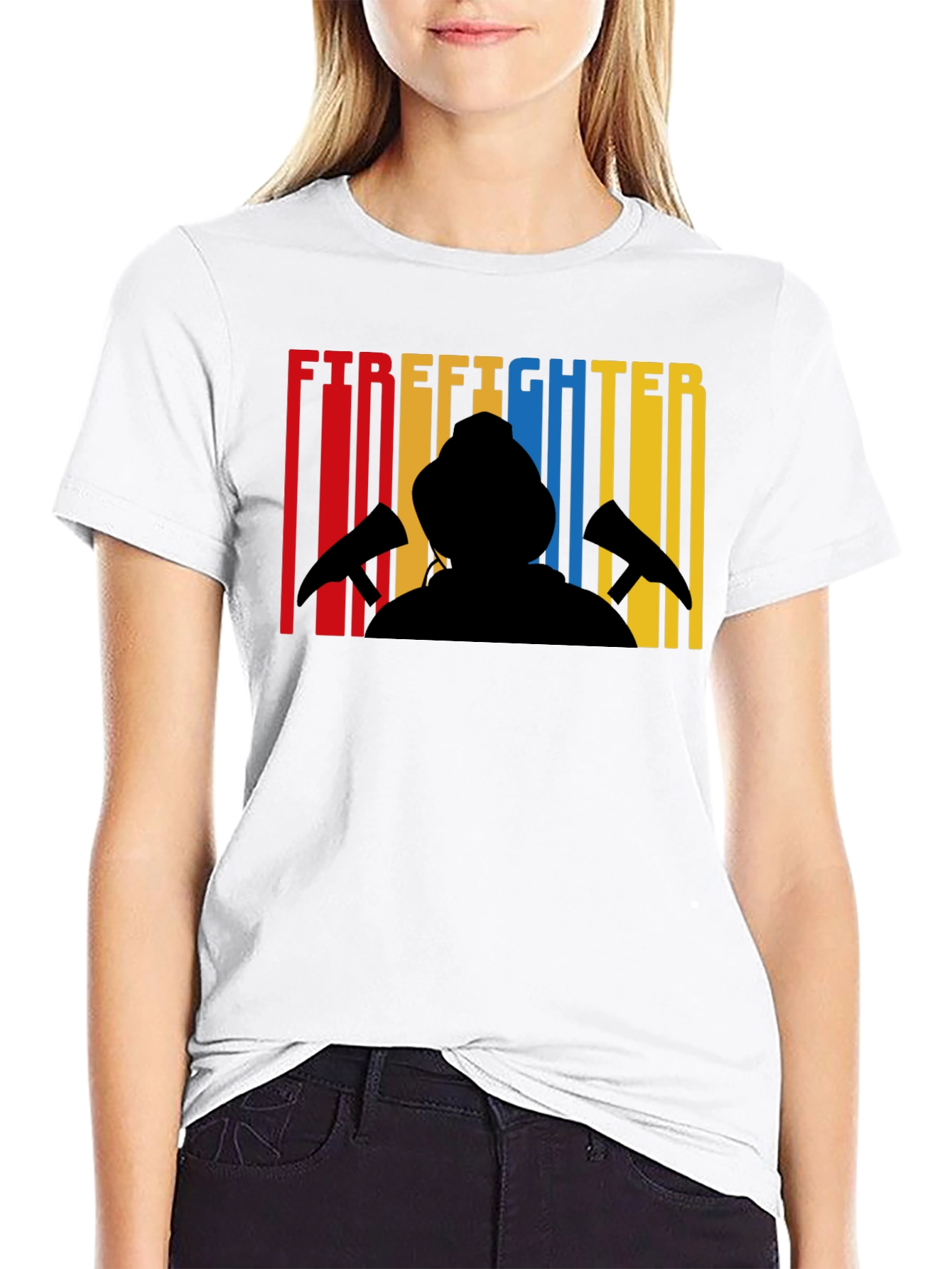 Firefighter Silhouette Graphic T-Shirt