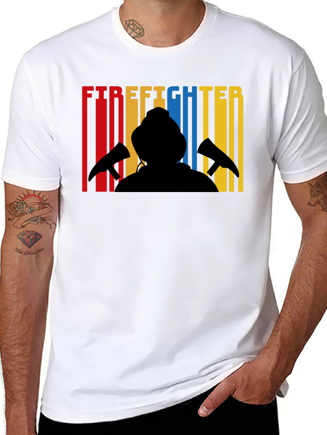 Firefighter Silhouette Graphic T-Shirt