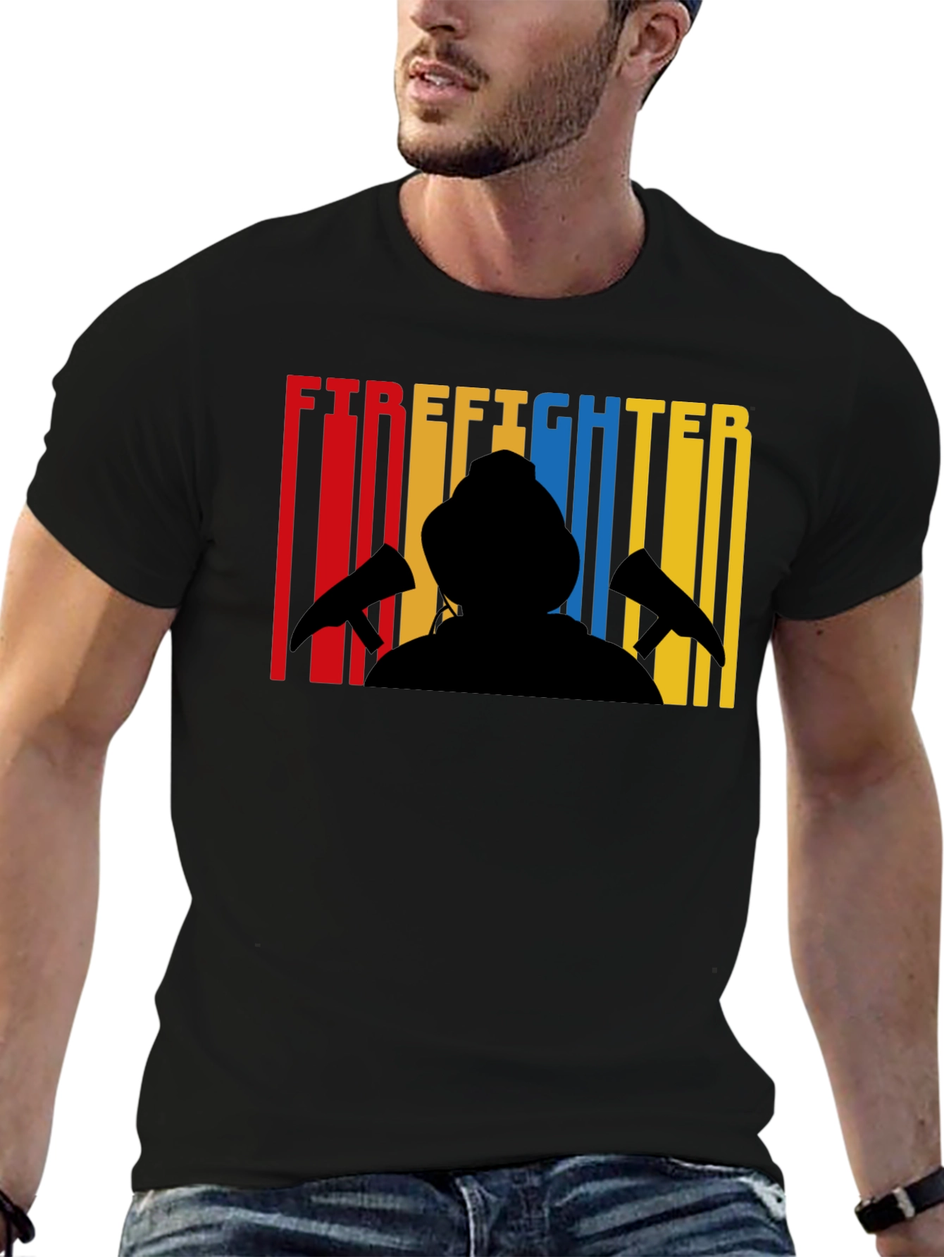 Firefighter Silhouette Graphic T-Shirt
