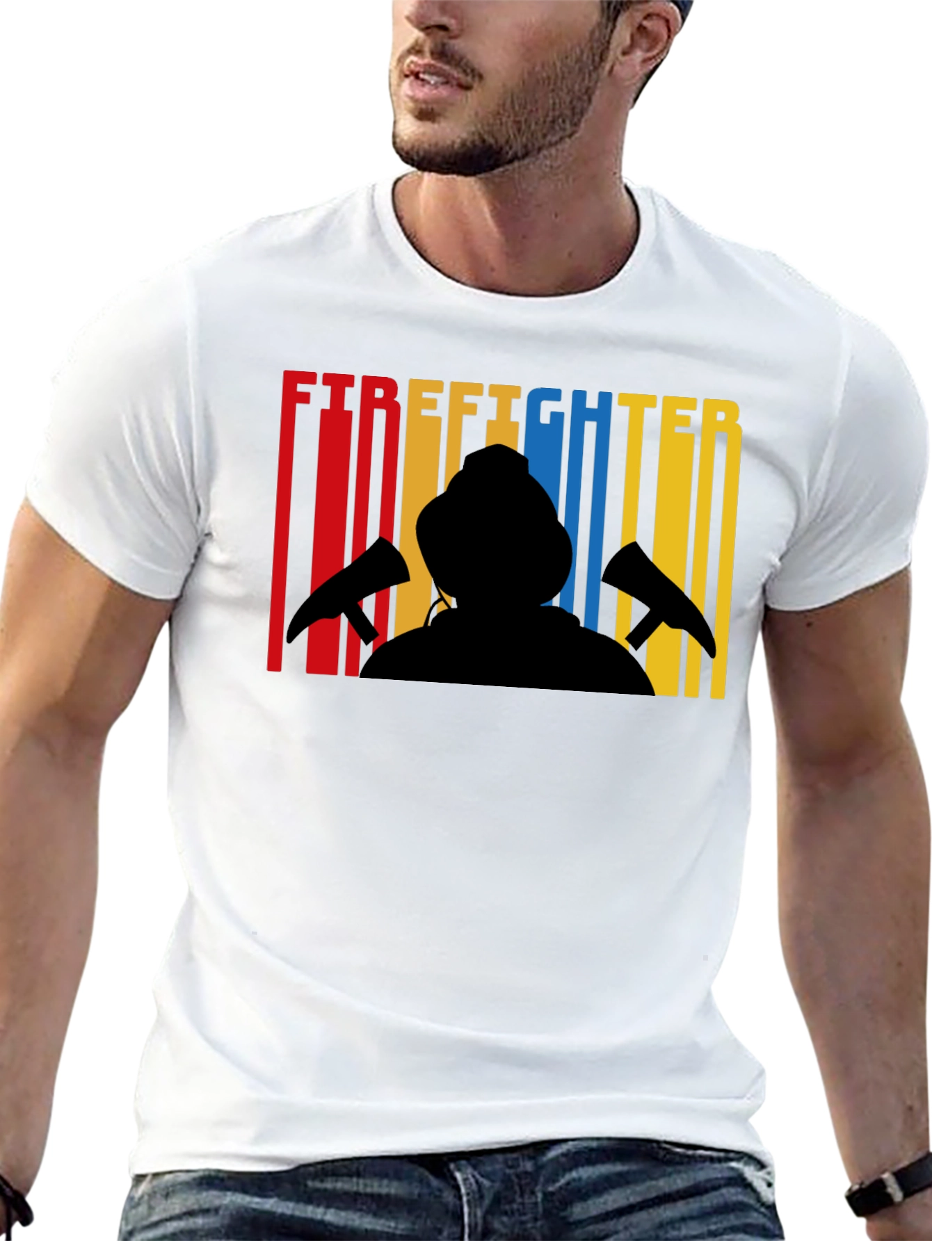 Firefighter Silhouette Graphic T-Shirt