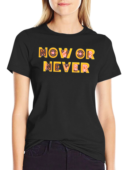 Now or Never Graphic Black Tee