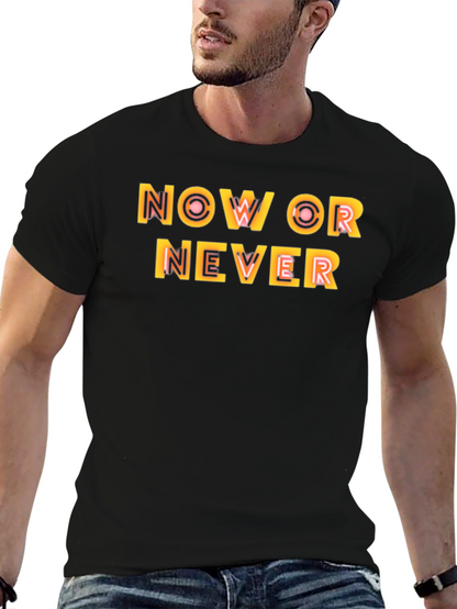 Now or Never Graphic Black Tee