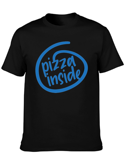 Pizza Inside Funny T-Shirt - Black Cotton Tee
