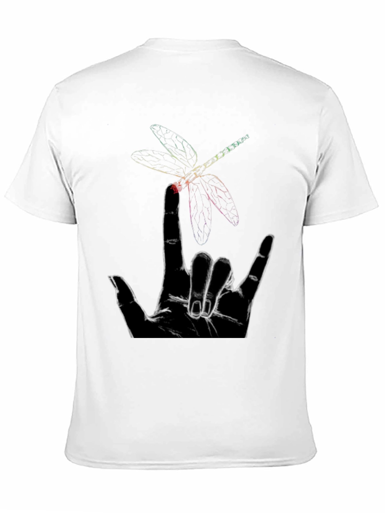 Dragonfly Hand Sign Graphic Tee - Black Cotton