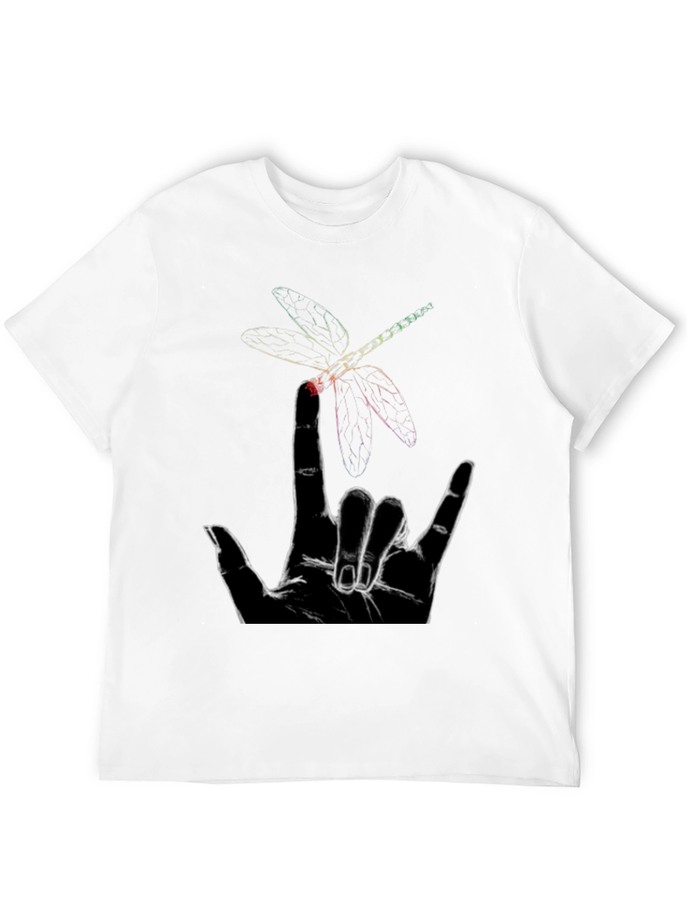 Dragonfly Hand Sign Graphic Tee - Black Cotton