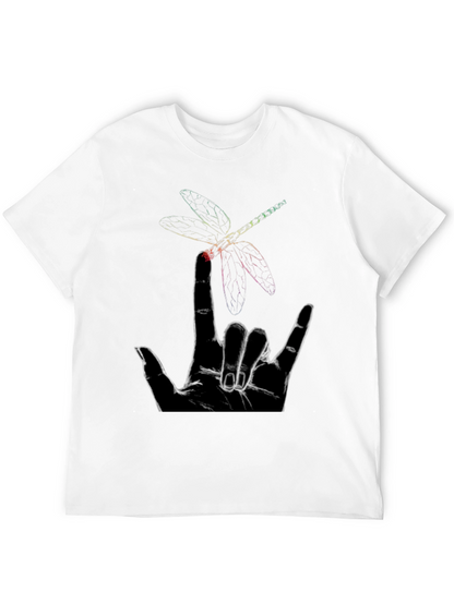 Dragonfly Hand Sign Graphic Tee - Black Cotton