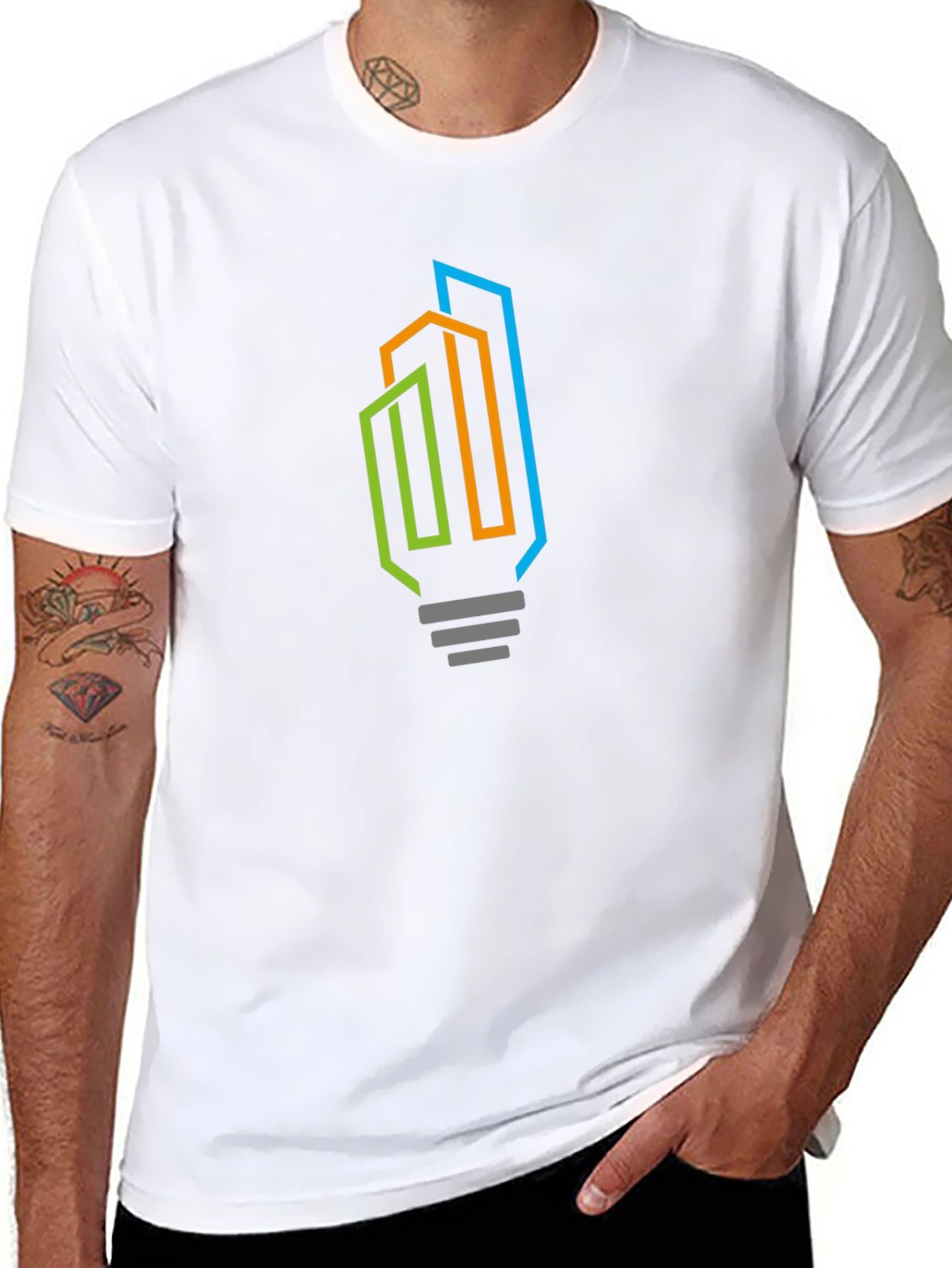 Modern Cityscape Lightbulb Graphic Tee