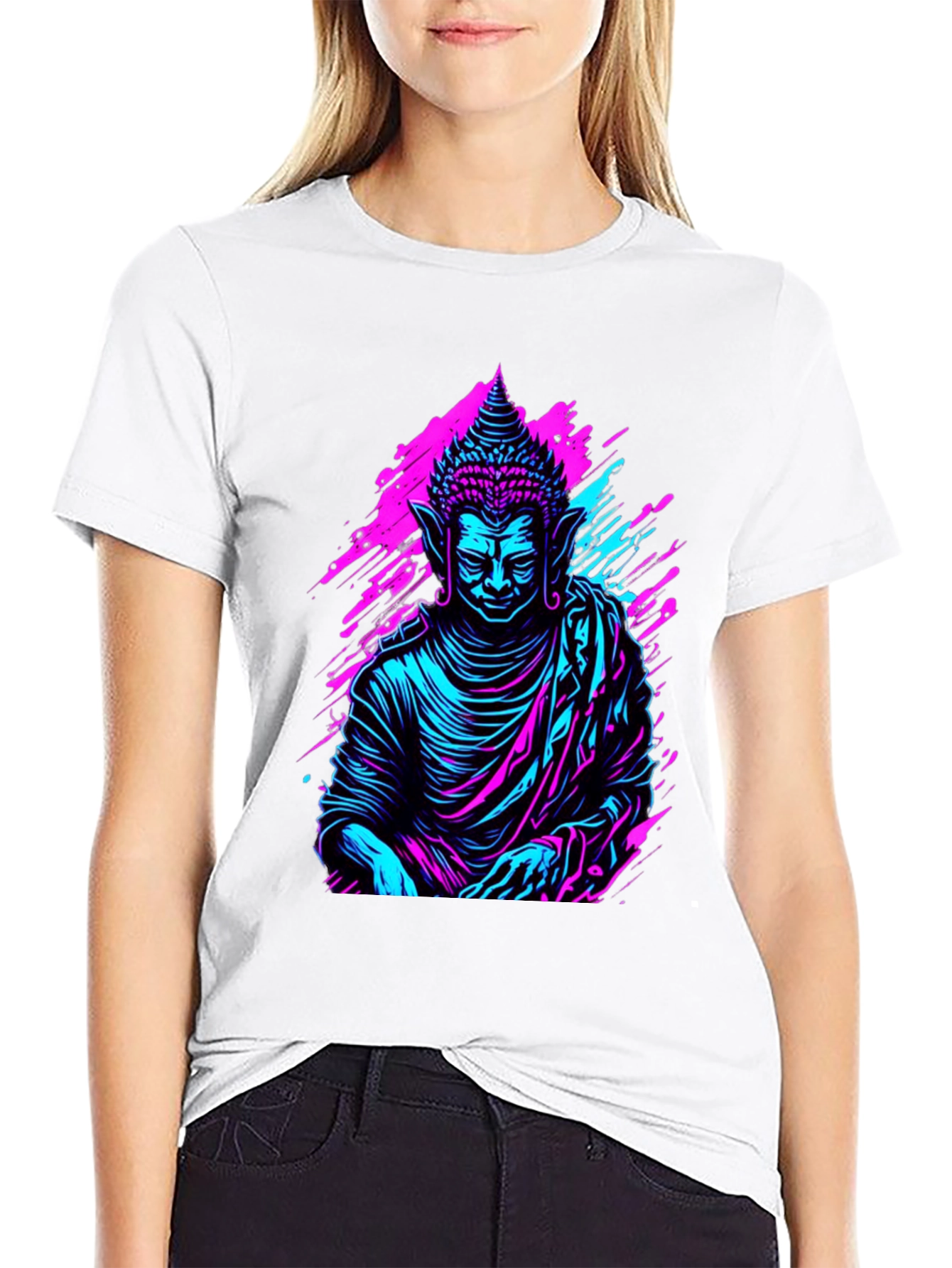 Neon Buddha Graphic Tee - Spiritual Style