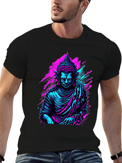 Neon Buddha Graphic Tee - Spiritual Style
