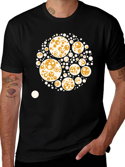 Abstract Circle Print Black Cotton Tee