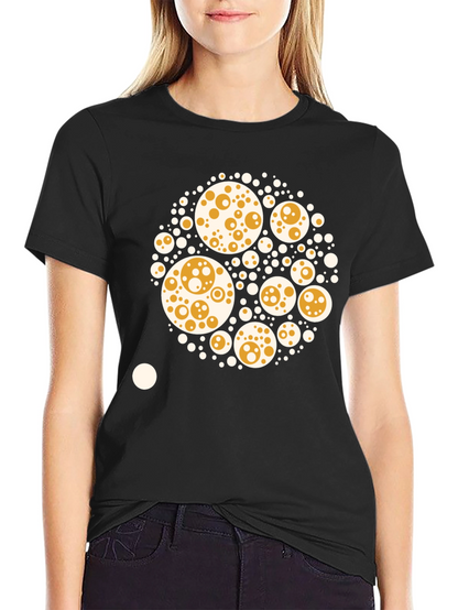 Abstract Circle Print Black Cotton Tee
