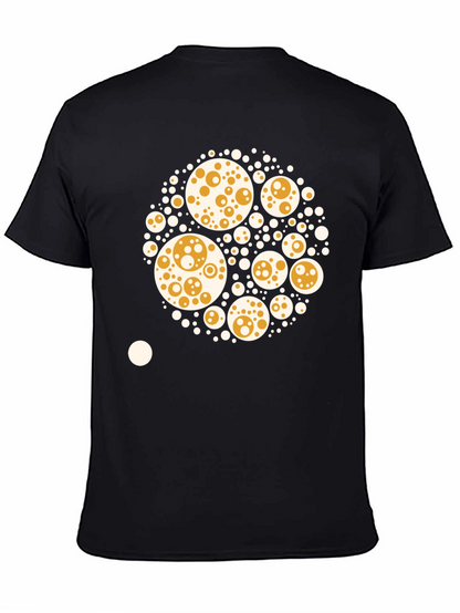 Abstract Circle Print Black Cotton Tee