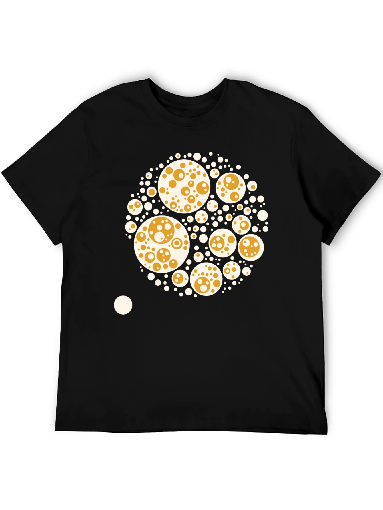 Abstract Circle Print Black Cotton Tee