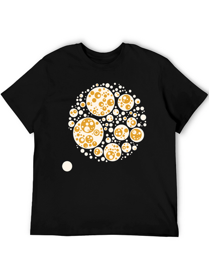 Abstract Circle Print Black Cotton Tee