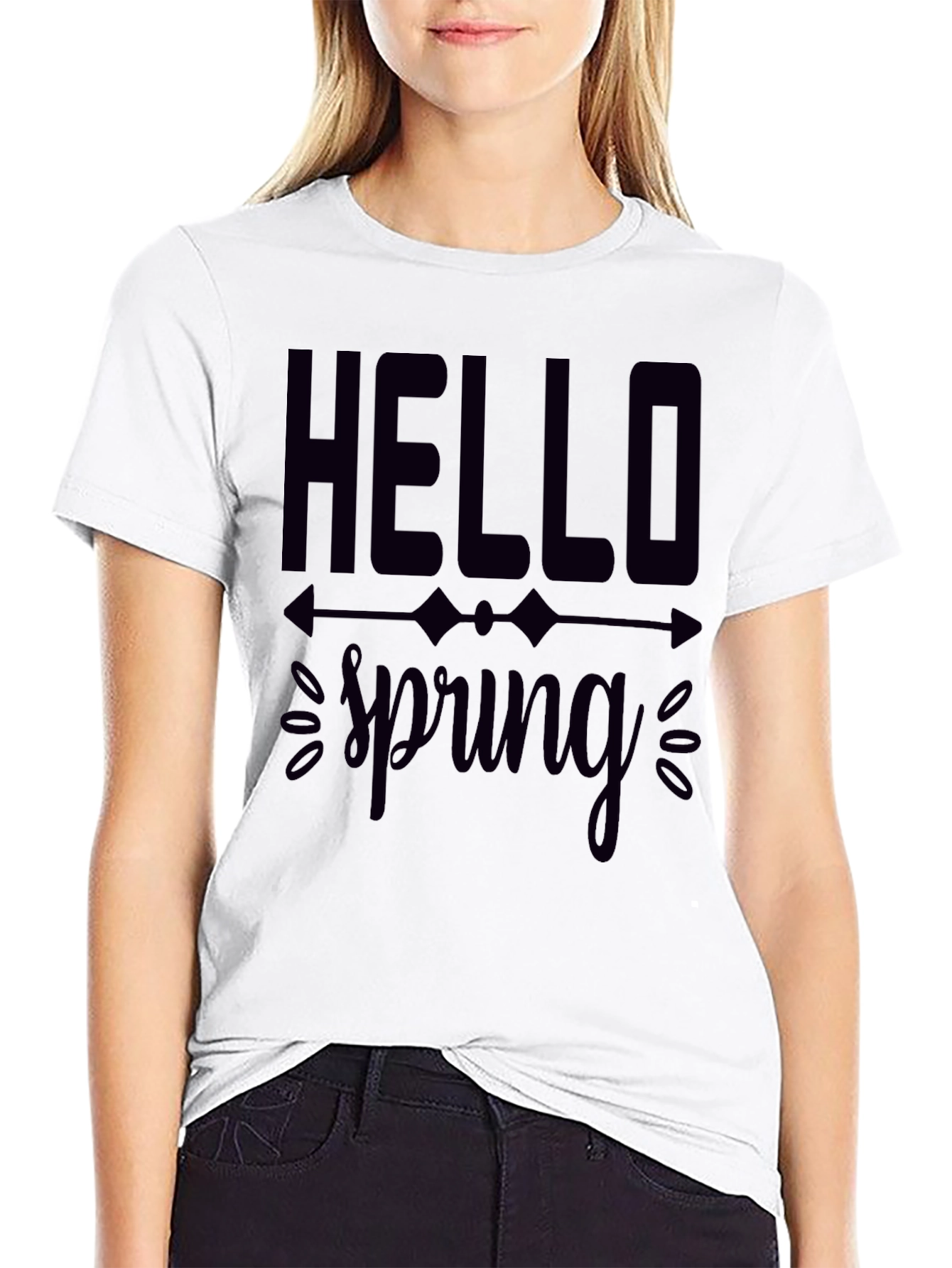 Hello Spring Graphic Tee - Black