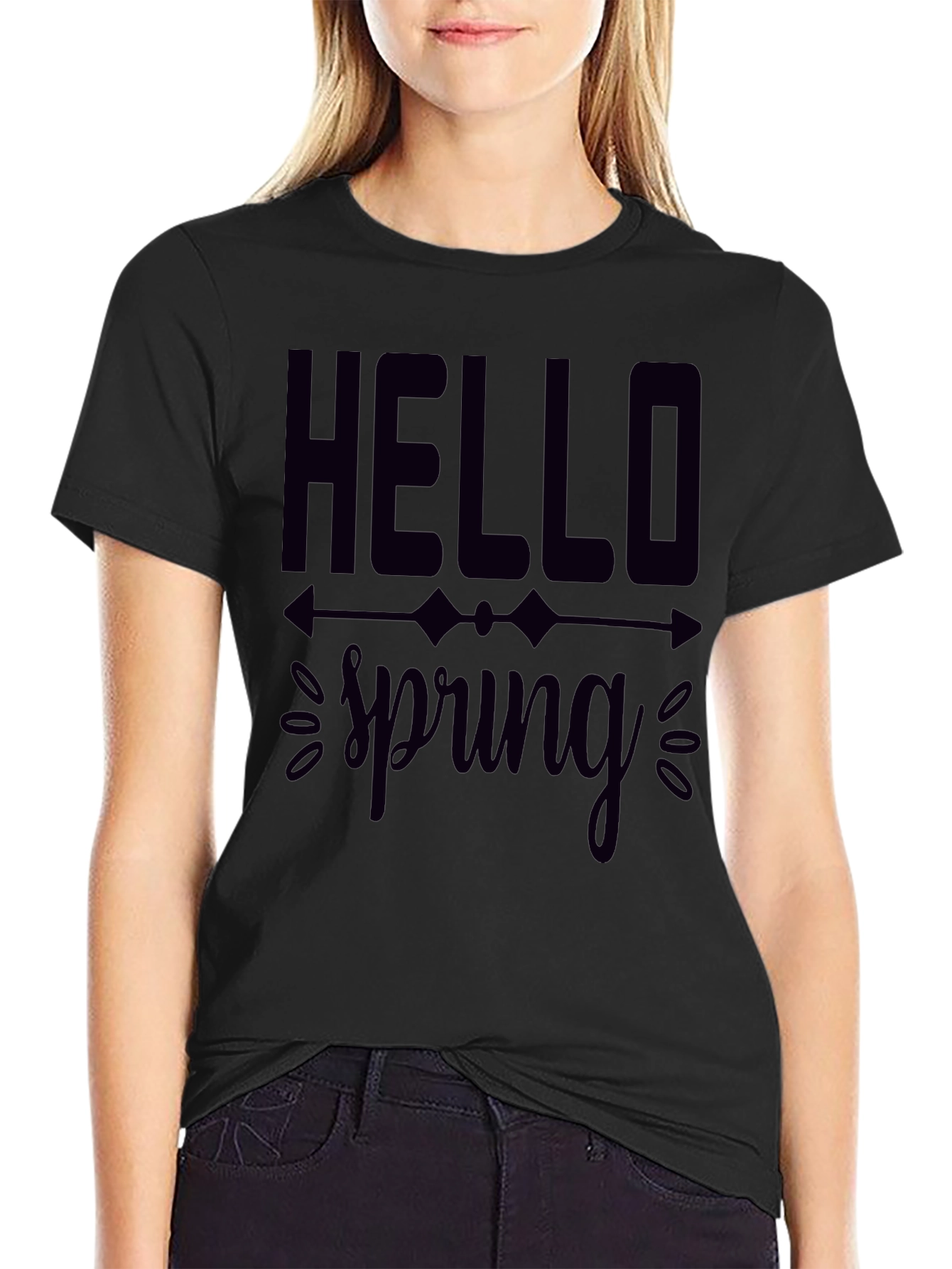 Hello Spring Graphic Tee - Black
