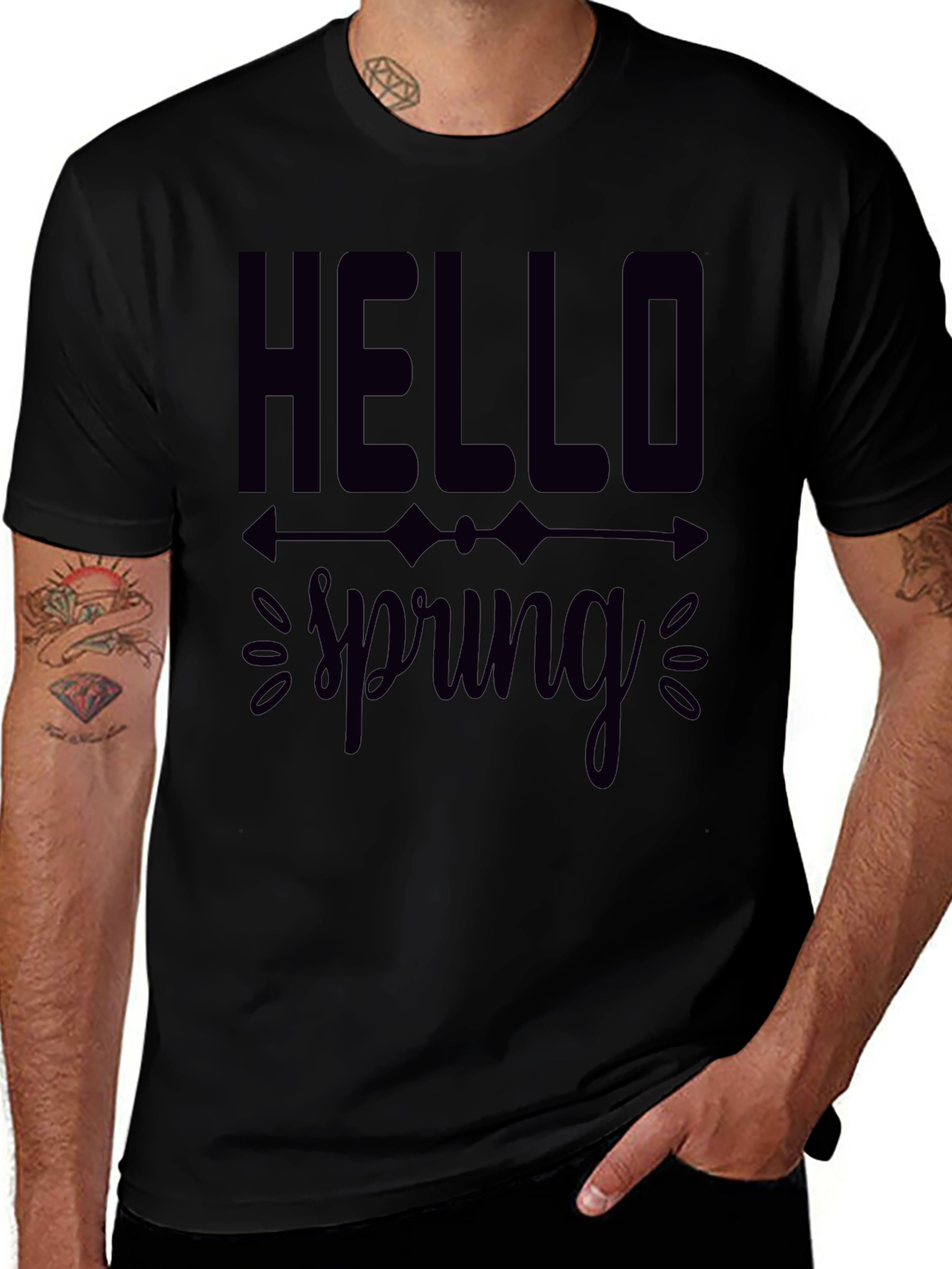Hello Spring Graphic Tee - Black