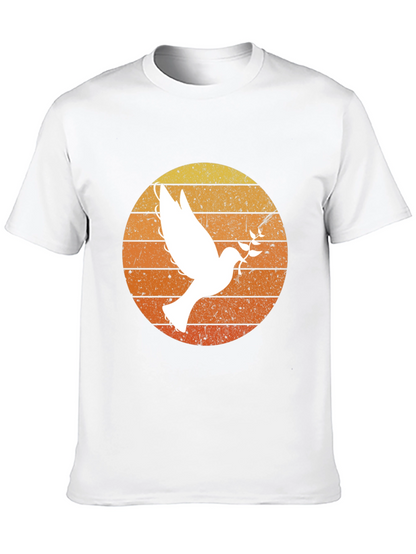 Peace Dove Graphic T-Shirt - Retro Sunset Design