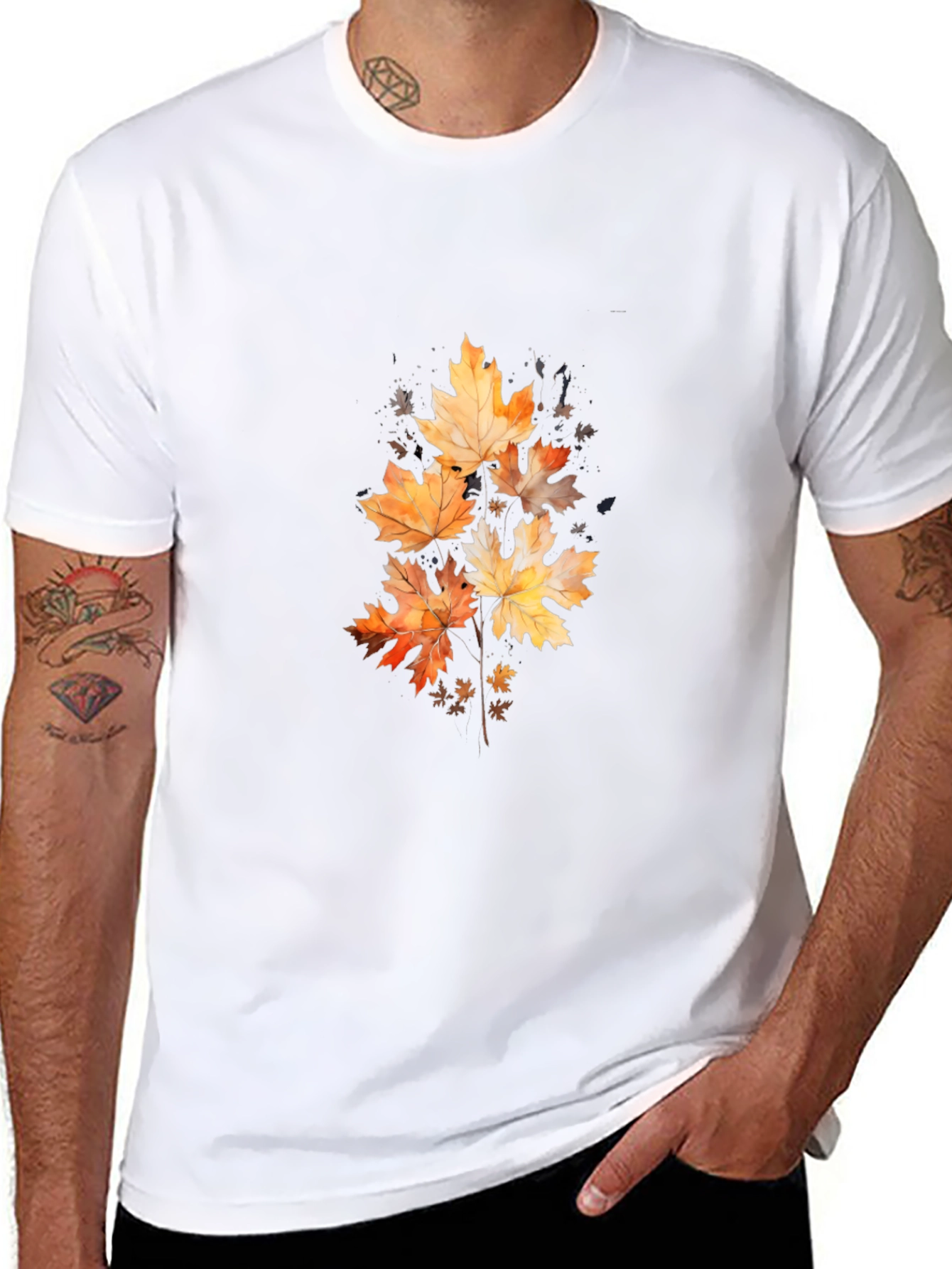 Autumn Leaves Graphic Black T-Shirt