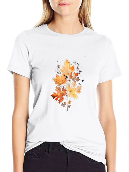 Autumn Leaves Graphic Black T-Shirt