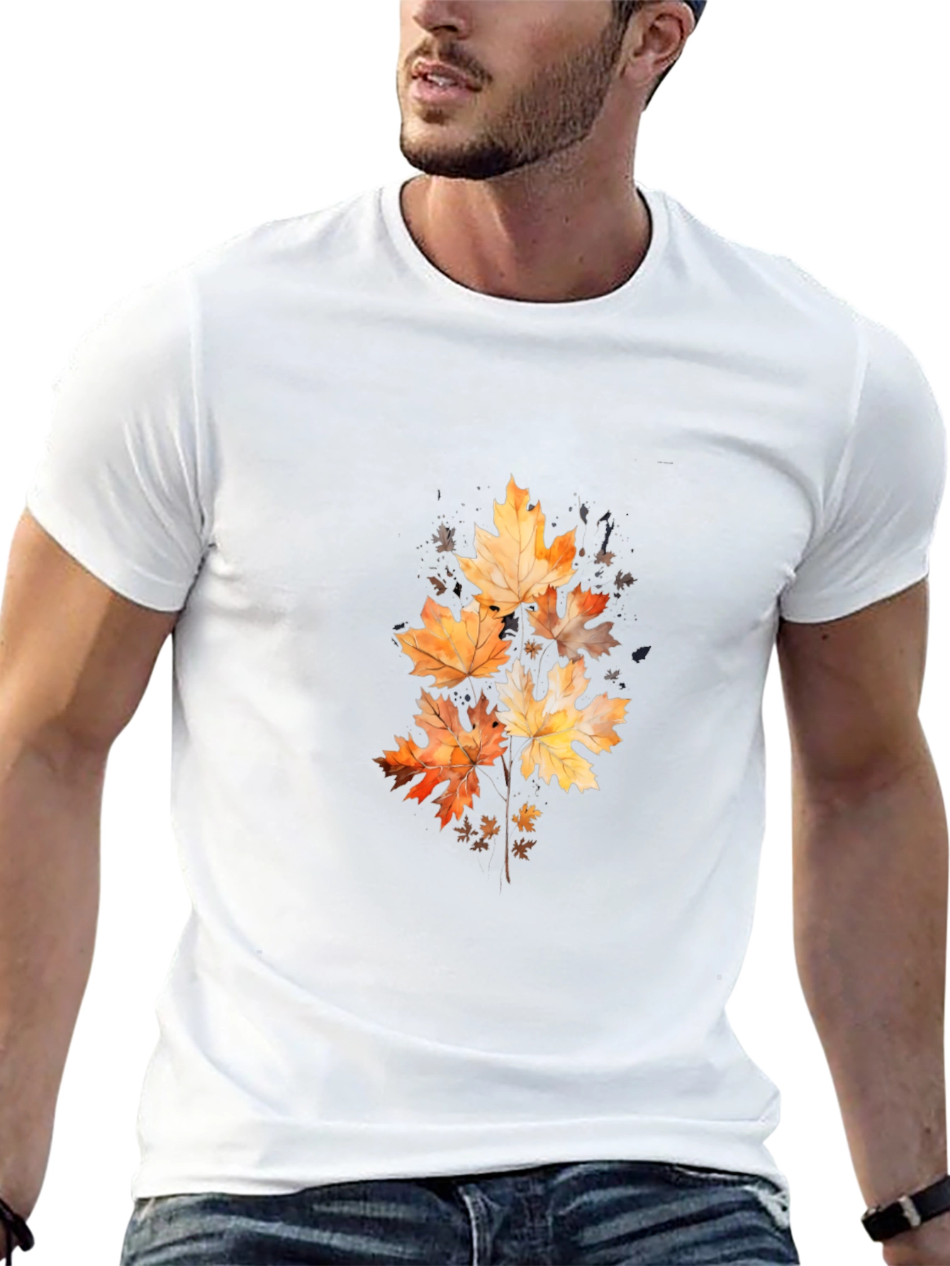 Autumn Leaves Graphic Black T-Shirt