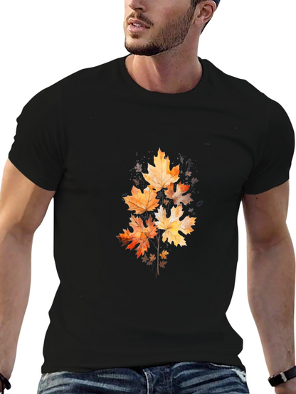 Autumn Leaves Graphic Black T-Shirt