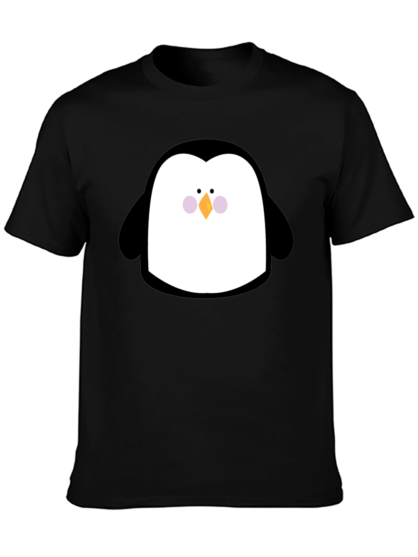 Cute Penguin Graphic Print Black T-Shirt