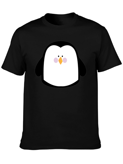 Cute Penguin Graphic Print Black T-Shirt