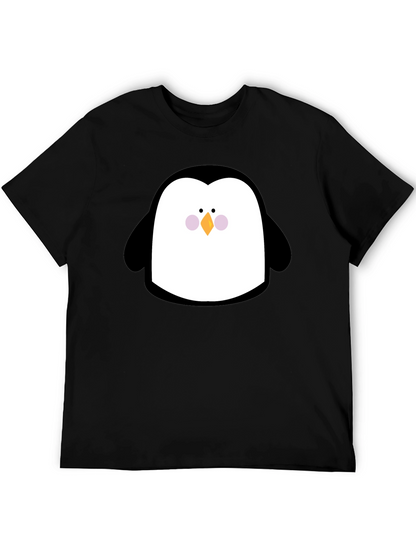 Cute Penguin Graphic Print Black T-Shirt
