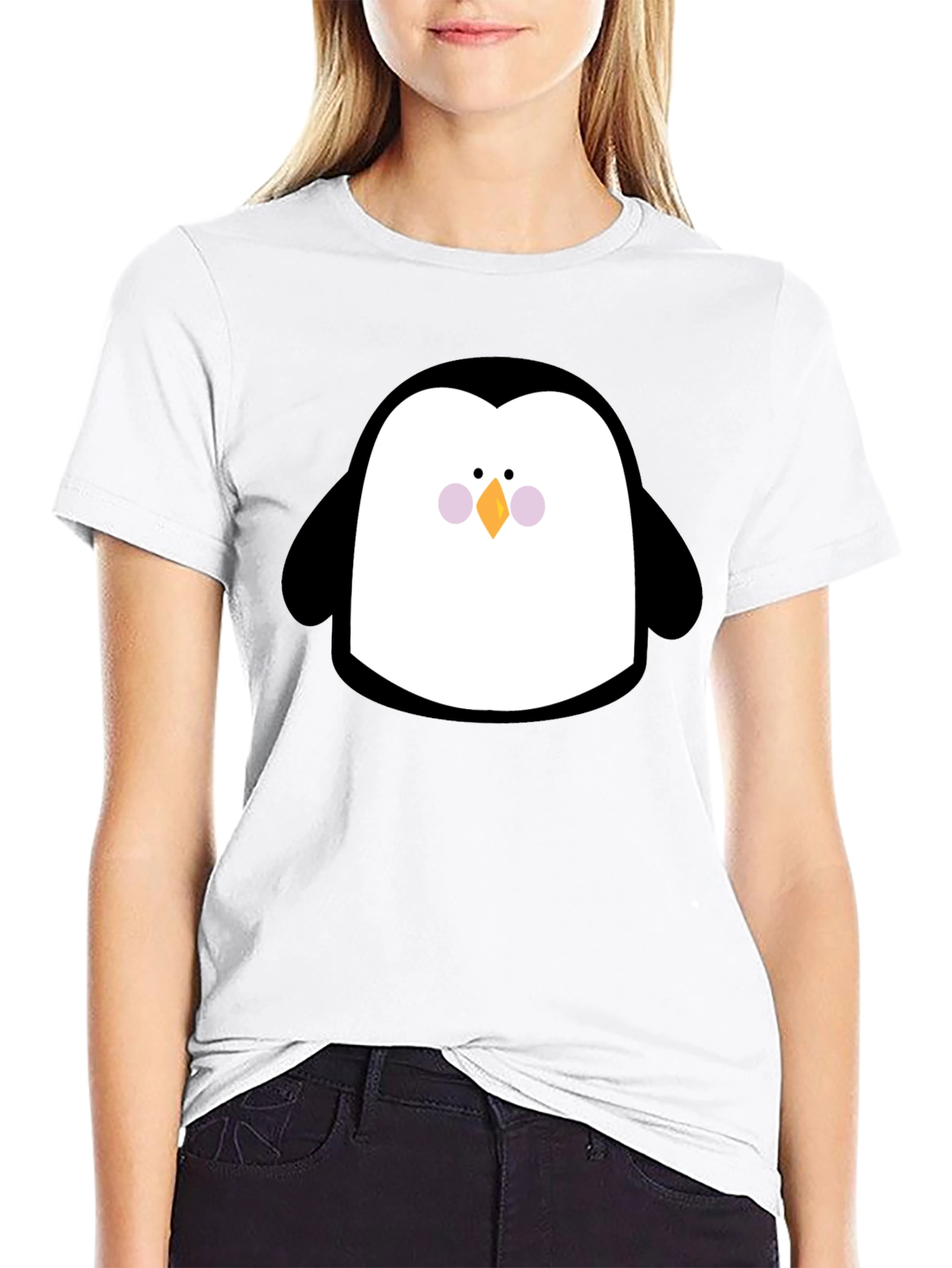 Cute Penguin Graphic Print Black T-Shirt