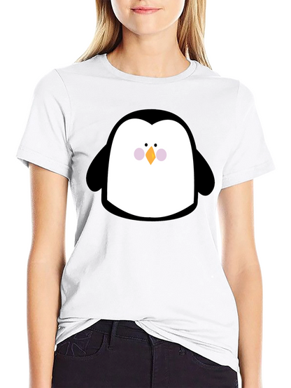 Cute Penguin Graphic Print Black T-Shirt