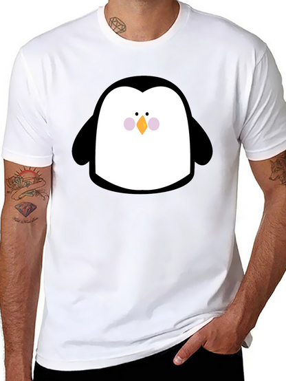 Cute Penguin Graphic Print Black T-Shirt