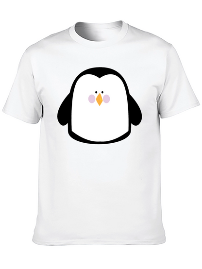Cute Penguin Graphic Print Black T-Shirt