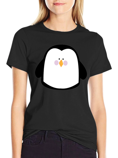 Cute Penguin Graphic Print Black T-Shirt