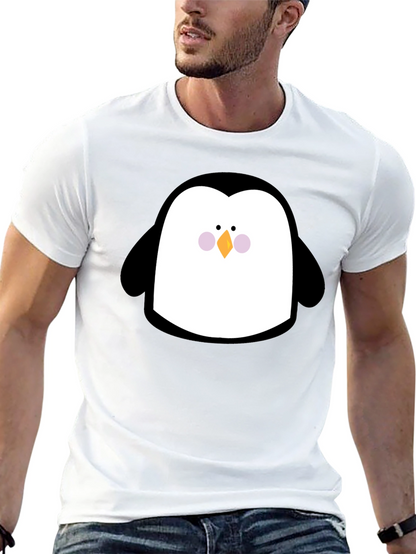 Cute Penguin Graphic Print Black T-Shirt