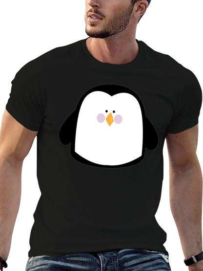 Cute Penguin Graphic Print Black T-Shirt