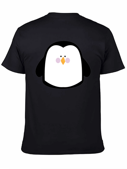 Cute Penguin Graphic Print Black T-Shirt