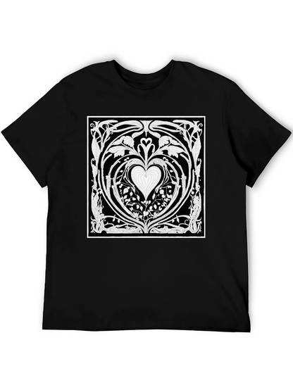 Heart Art Nouveau T-Shirt - Black