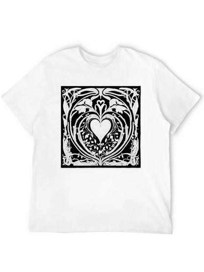 Heart Art Nouveau T-Shirt - Black
