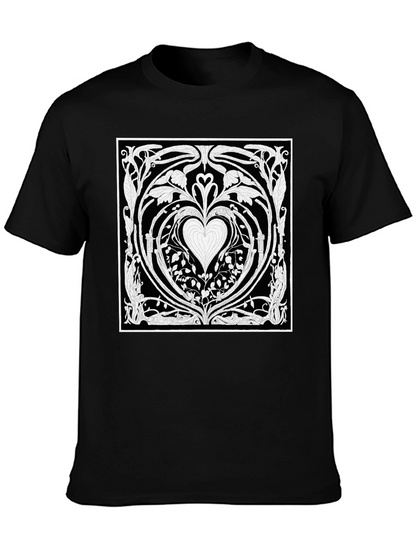 Heart Art Nouveau T-Shirt - Black